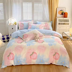 Ensemble complet avec housse de couette et taies d'oreiller roses