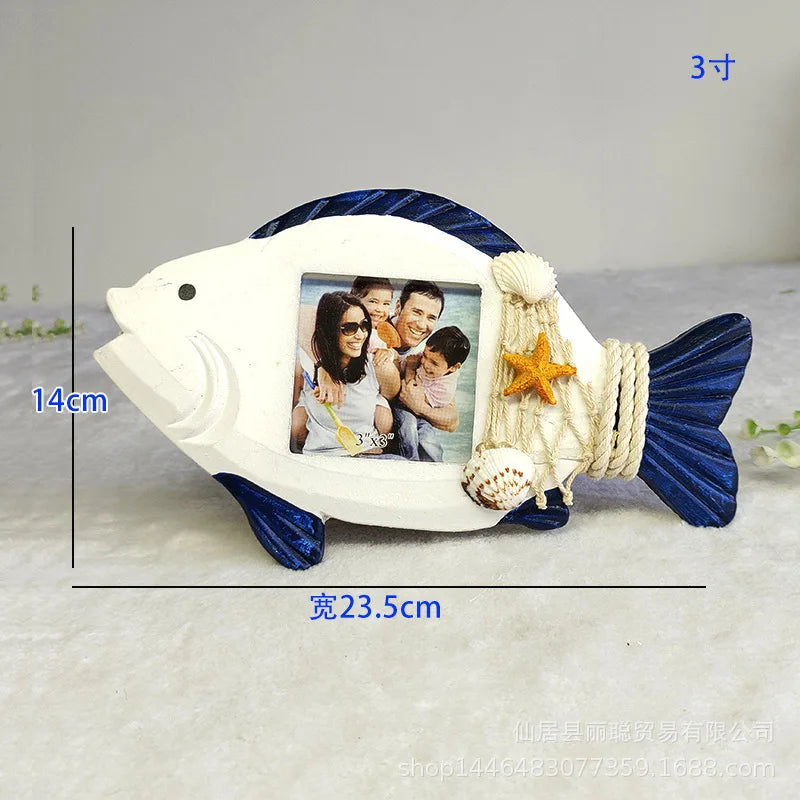 cadre photo bois méditerranéen coquillage étoile mer décoratif plage vieux aspect posable
