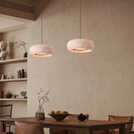 Lampe suspendue moderne minimaliste pierre marbrée beige brun clair texture naturelle opaques chambre restaurant