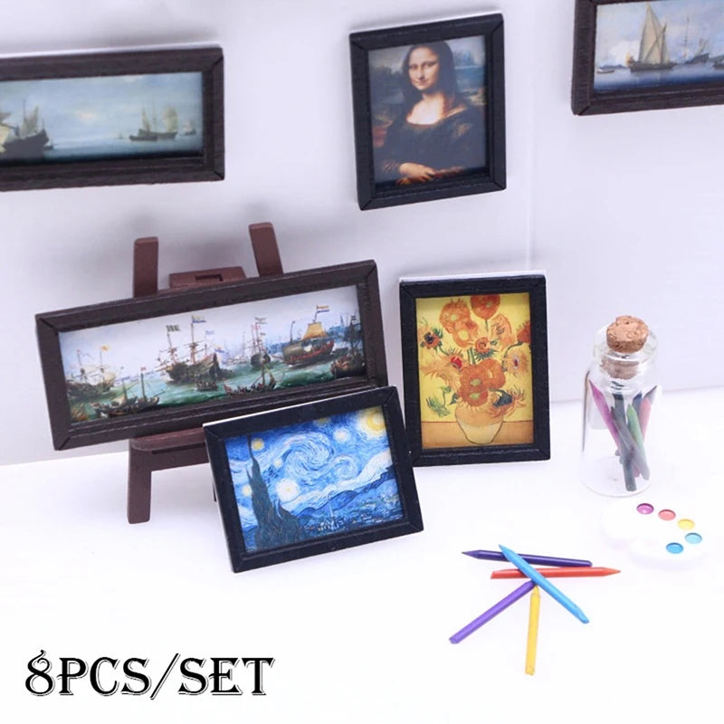 cadres miniatures noir nuit étoilée mona lisa classiques intérieur accessoires décoration art résine