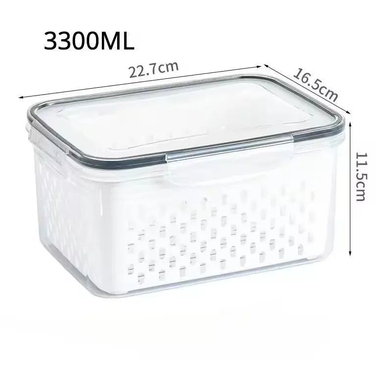 organisateur réfrigérateur paniers blanc perforations noires transparents moderne poignées détachables 850ml 1750ml 3300ml