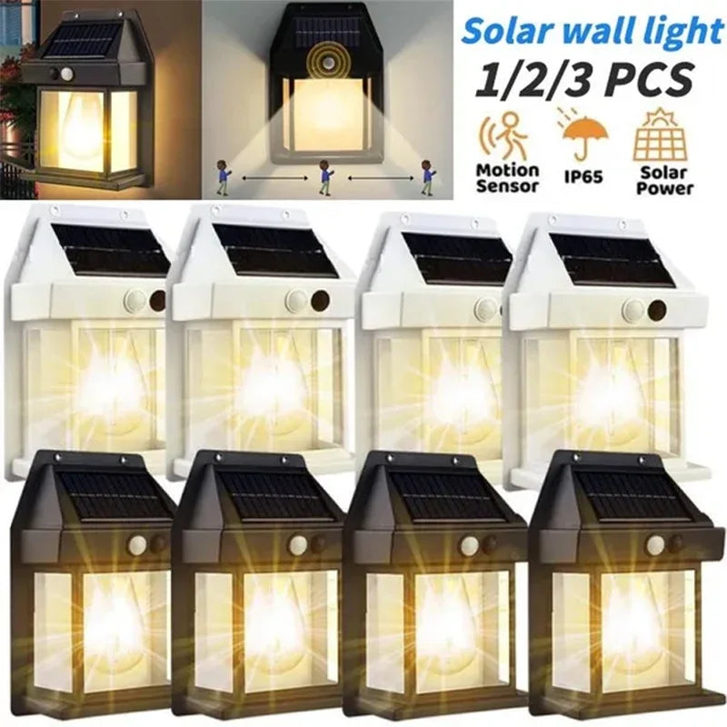 lampe solaire murale moderne noire capteur mouvement panneau solaire led étanche ip65