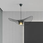 Lustre suspendu chapeau de paille en couleur noire pour décoration intérieure élégante