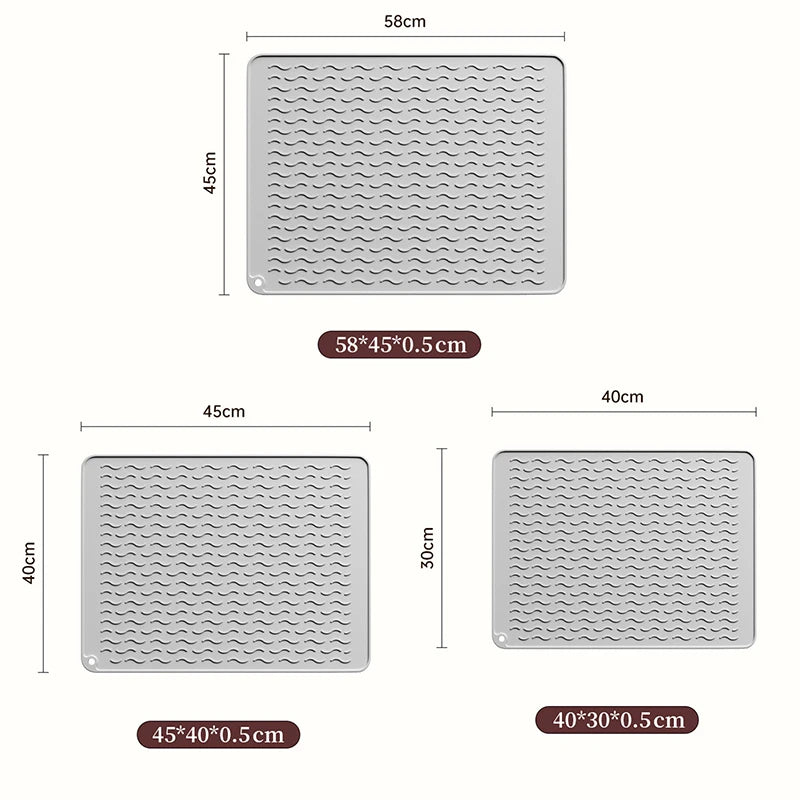 tapis cuisine gris rayures moderne adhésif assiettes cuillères verre bol 55x45cm 45x40cm