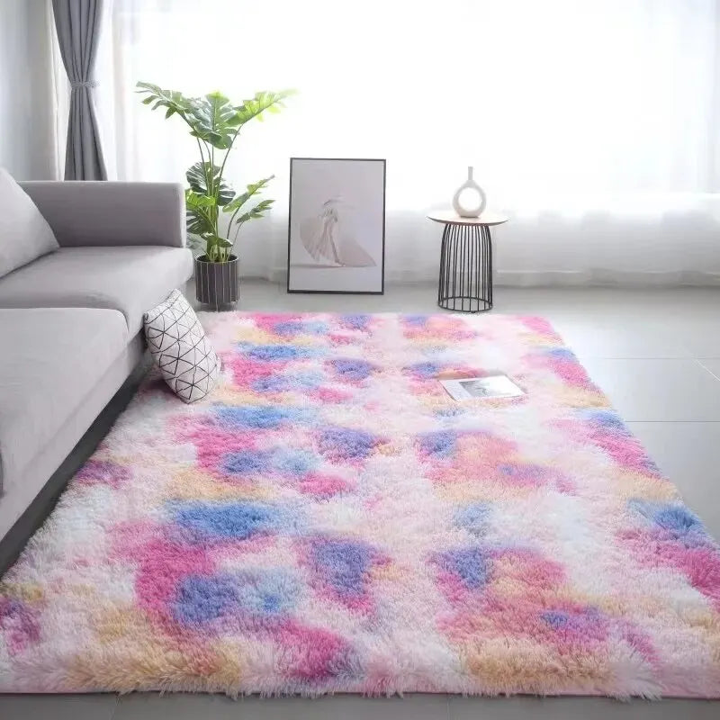 tapis moderne doux motif abstrait gris multicolore intérieur salon chambre enfant lavable antidérapant polyester