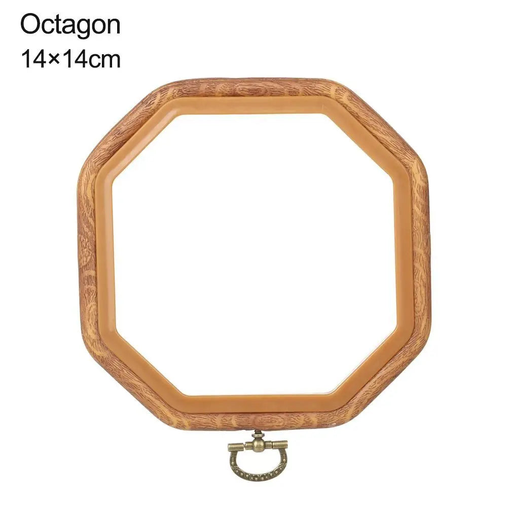 Cadre broderie bois marron texture naturelle classique boucle métallique hexagonal octogonal rectangle square