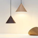 suspension lumineuse moderne bois brun conique mat salle bain chambre salon