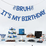 guirlande lettres anniversaire noir bleu or élégante festive fil lettres reliefs brillants
