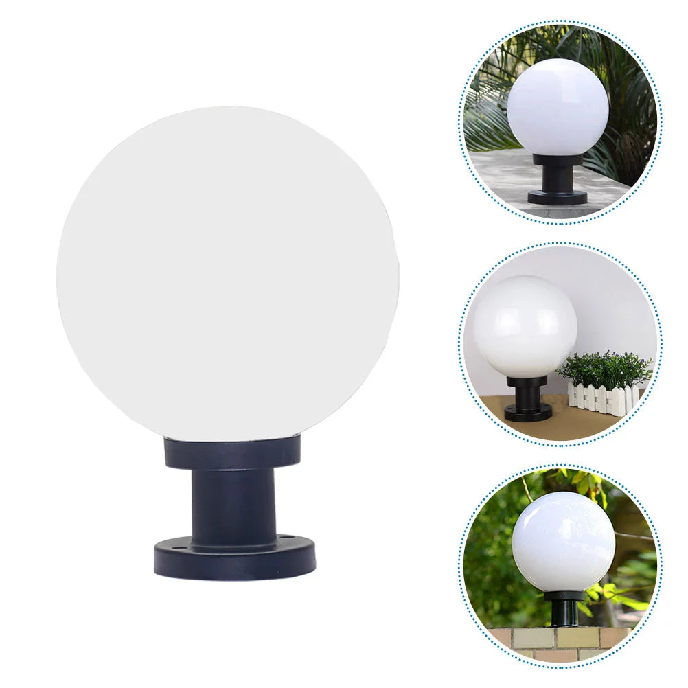 lampe solaire minimaliste abat jour blanc noir sphérique opaque vis fixeextérieur patio