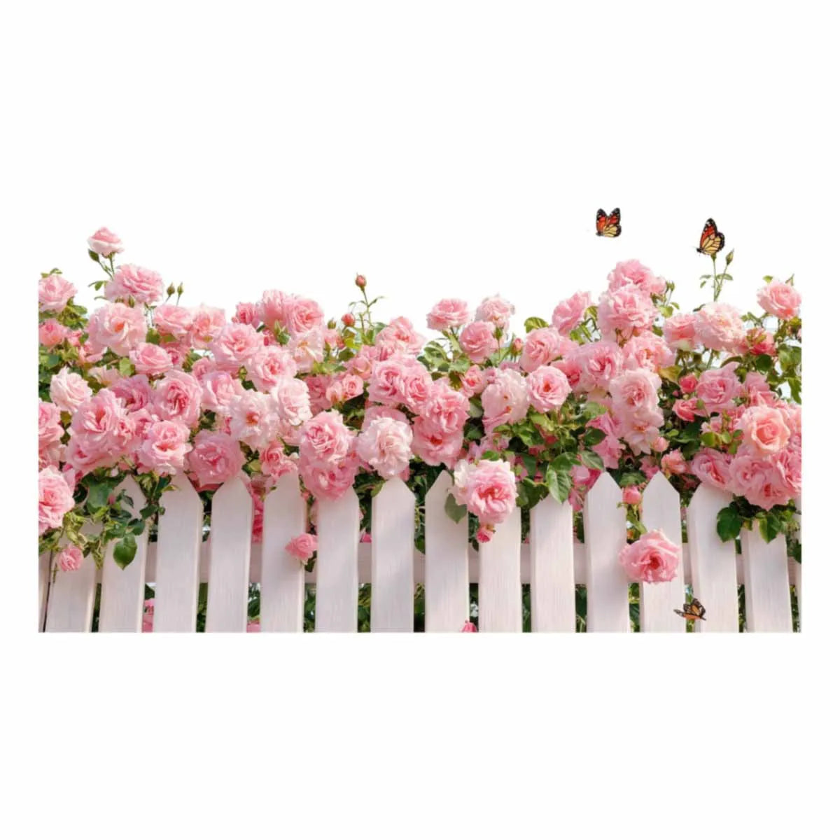 sticker mural fleurs roses feuilles vertes décoration intérieure autocollant roseclair salon chambre