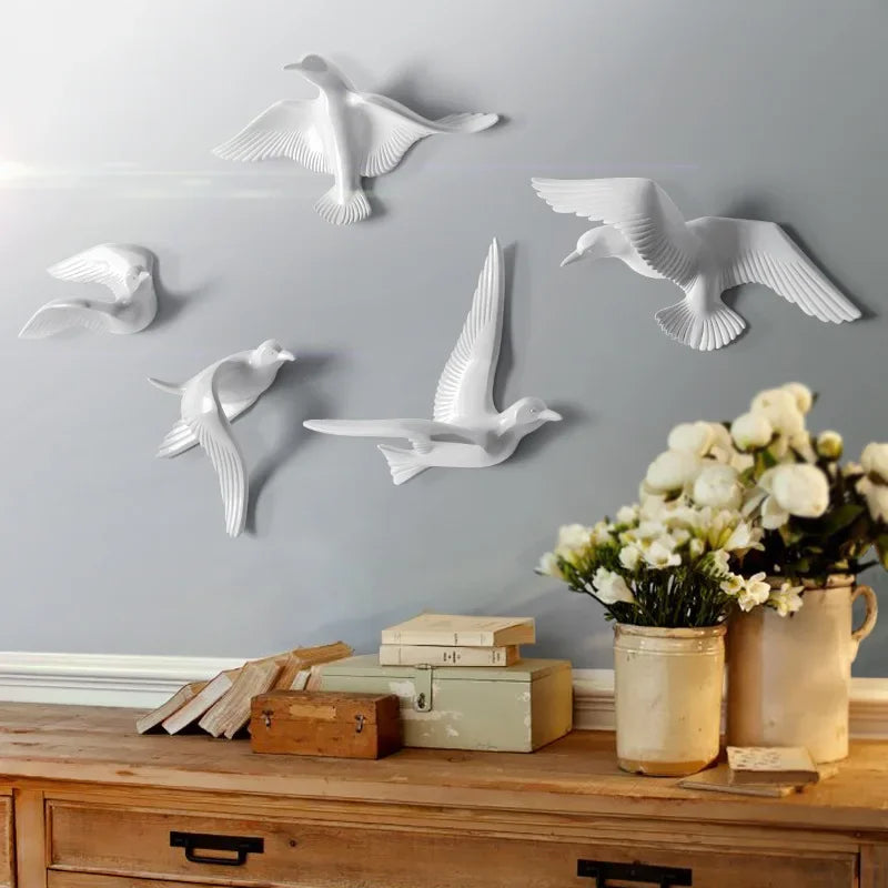 décoration murale oiseaux vol or bleu blanc moderne réaliste adhesive chambre salon
