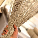 rideau franges brillantes scintillant semi transparent argenté doré blanc décoratif glamour fenêtre chambre decoration