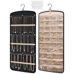 Porte bijoux mural noir avec crochets et poches transparentes