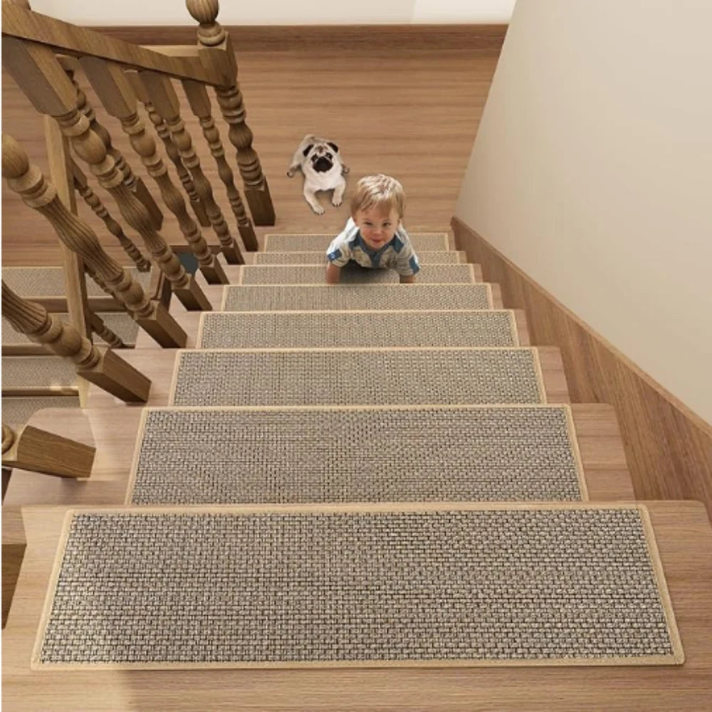 tapis d'escalier antidérapant polyester moderne gris clair gris foncé blanc beige