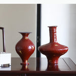 vases décoratifs modernes rouge doré texture ondulée feuille or hydroponique fleurs séchées
