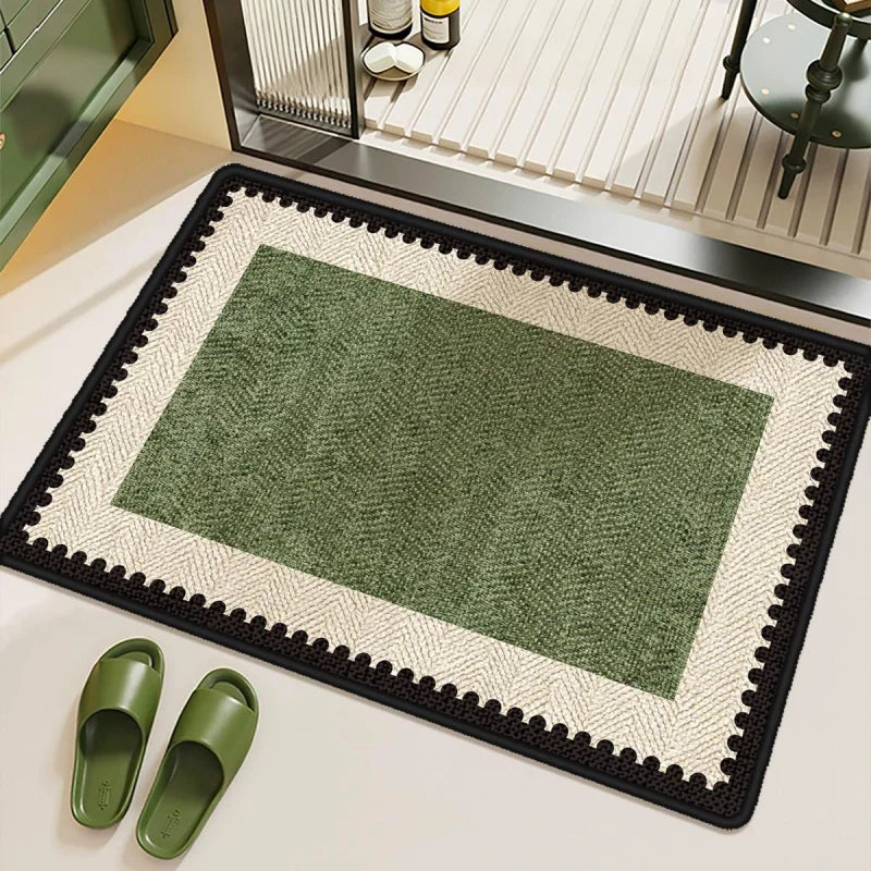 tapis sol moderne rustique vert beige noir imperméable antidérapant usage maison extérieur