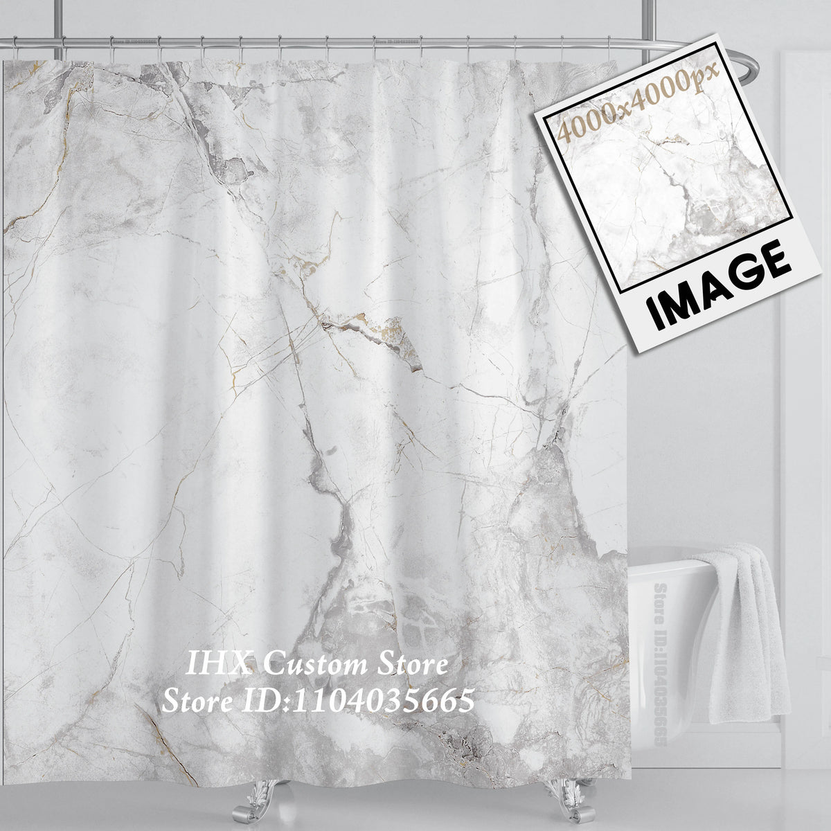 rideau douche imperméable polyester motif marbre moderne crochets salle bain