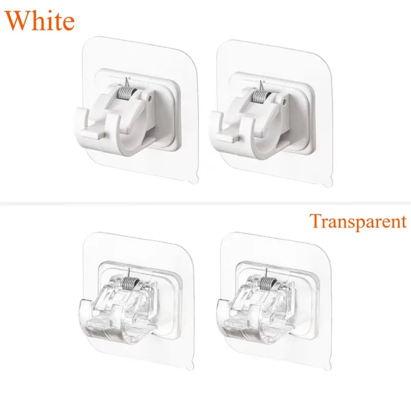 clips universels support barre rideau adhésif transparent fixation murale accessoires maison moderne réglable