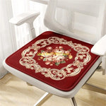 coussin chaise mousse mémoire forme carrée classique fleurs bordure ornée rouge gris