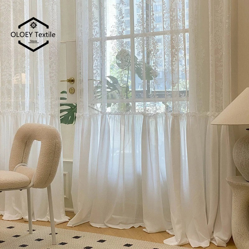 rideau dentelle blanc transparent classique salon chambre salon maison luxe