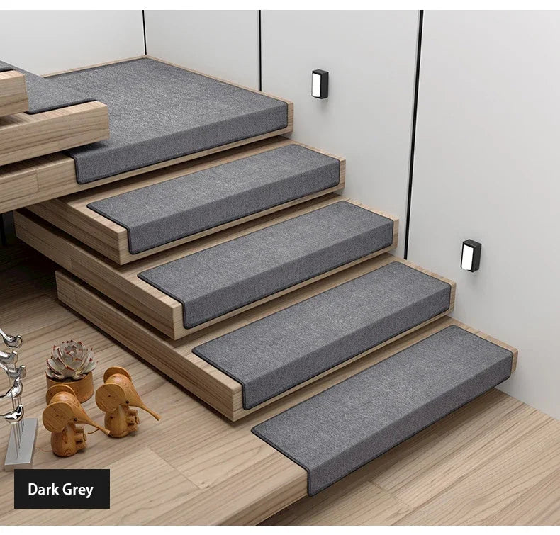 tapis antidérapant gris bois clair moderne texturé escalier 26x75cm 30x100cm
