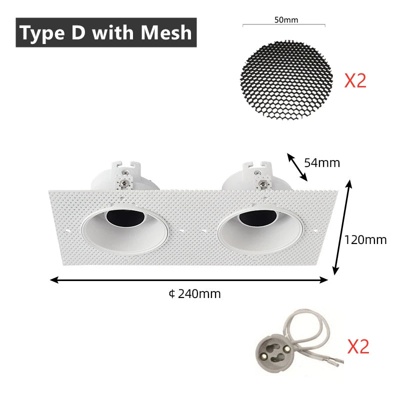 lot spots led encastrés blanc grille hexagonale anti reflet réglable moderne