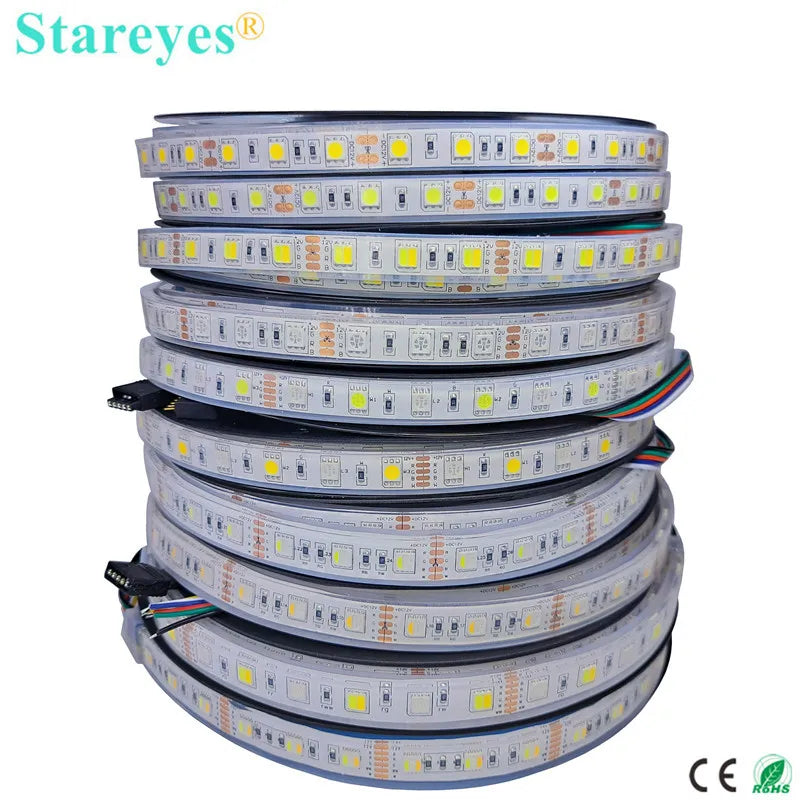 ruban led smd 5050 60 led blanc chaud ip68 étanche adhésif moderne extérieur piscine