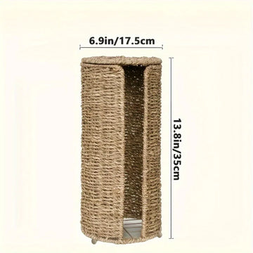 porte rouleaux papier toilette pied tressé rustique bohème sans perçage organisateur salle bain