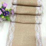 nappe table vintage jute lin dentelle bordure fleurs artificielles rustique cuisine salle manger