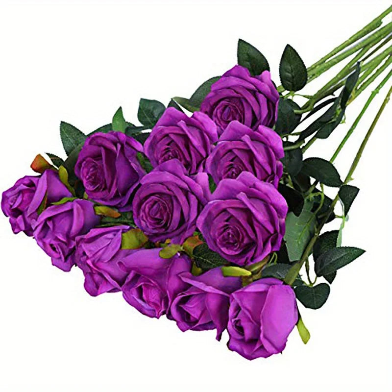 roses artificielles rouges decoration mariage anniversaire intérieur romantique branches soie verte