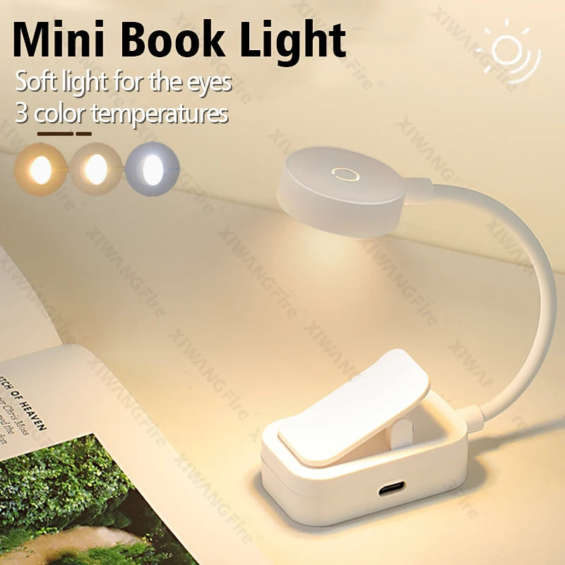lampe lecture rechargeable led portable blanc moderne clips usb