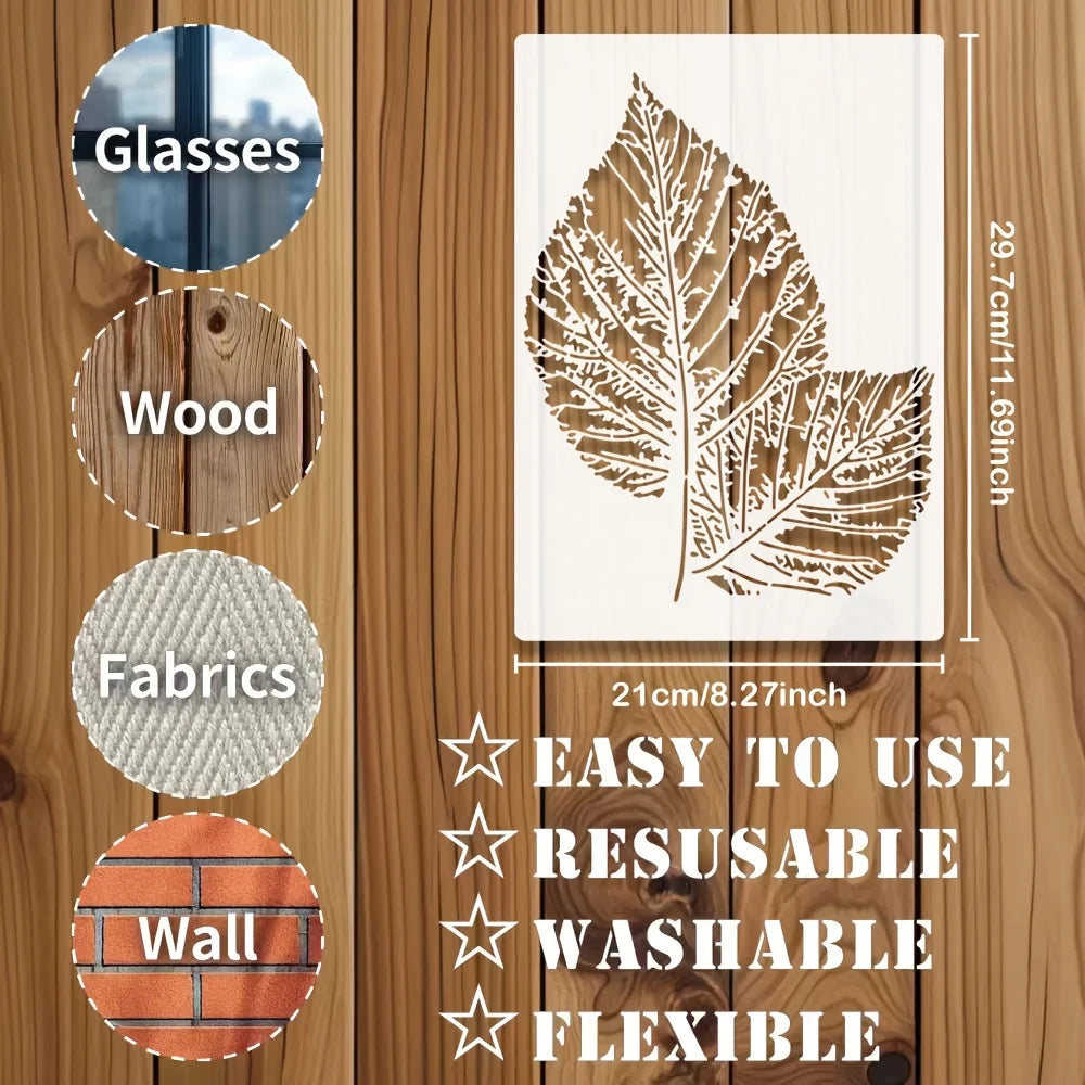 feuilles stylisées stencil vert blanc artisanal peinture murale scrapbooking coloriage gaufrage