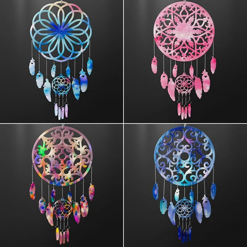 attrape rêves ethnique silicone transparent plumes floral décoration murale suspendue maison