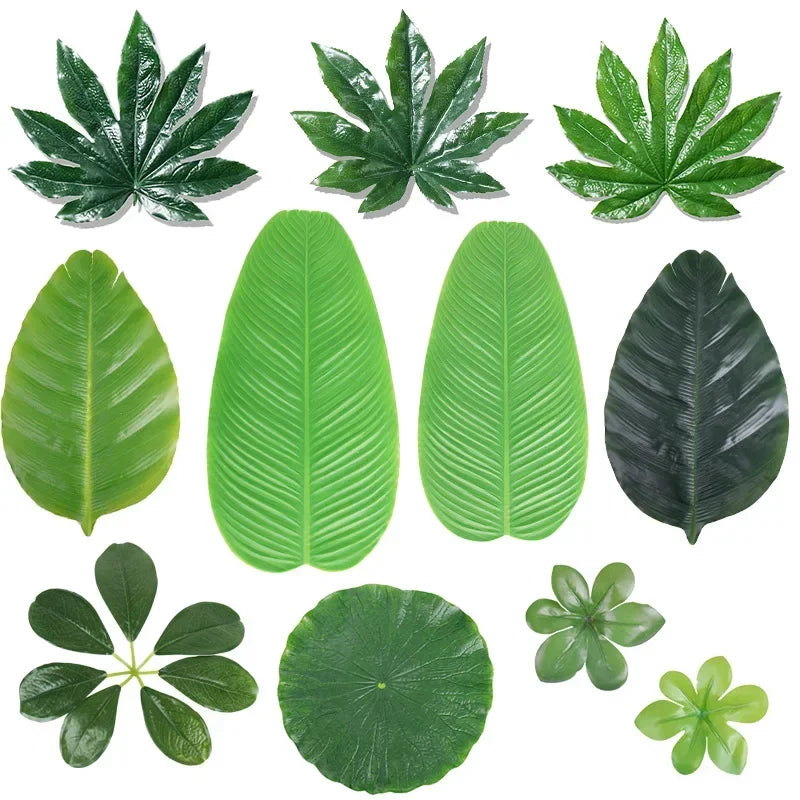 feuilles artificielles vertes différentes formes naturelles décoration extérieure intérieure pièces plastique