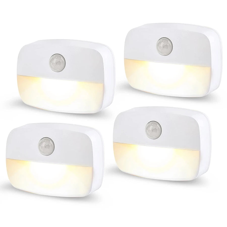veilleuse led détecteur mouvement blanc moderne adhésif batteries aaa 62x42x22 mm