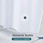 rideau douche blanc uni moderne aimants lestés opacité toilettes 120x180cm 154x180cm 180x180cm 180x200cm respectueux