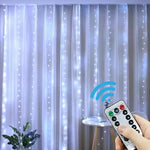 guirlande lumineuse rideau led blanc doré telecommande usb decoration noel maison interieur