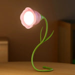 veilleuse fleur rose rechargeable pliable moderne nuit table led rouge violette chambre