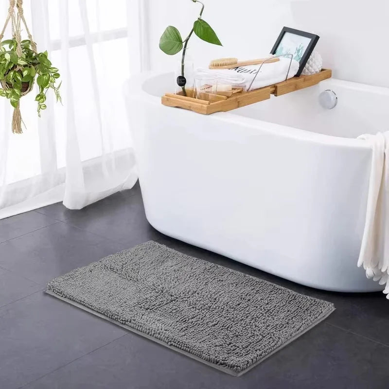 tapis bain moderne gris clair bouclé absorbant antidérapant durable salle bain
