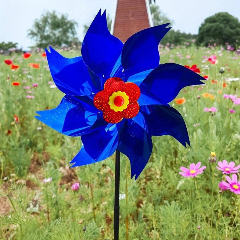 décoration extérieure moderne moulin vent lumineux points brillants couleurs vives jardin fixations incluses