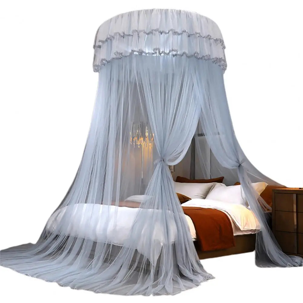 rideau lit enfant unisexe polyester coton rose vert blanc bleu violet translucide franges décoratives