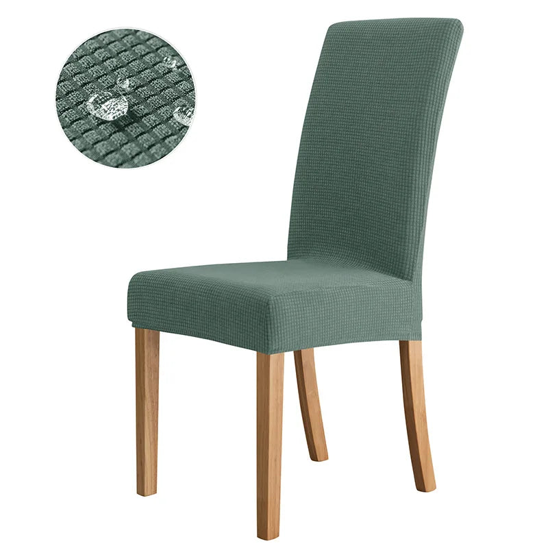 Housse chaise moderne gris foncé rayures horizontales élastique imperméable polyester