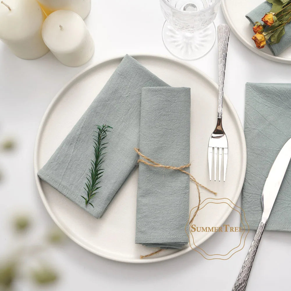 serviettes coton orange rose gris beige table classique réutilisables festive fourchette couteau