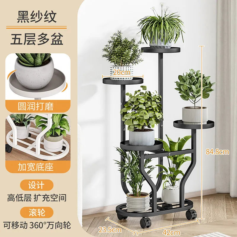 support plantes métal moderne niveaux noir blanc doré vis fixations