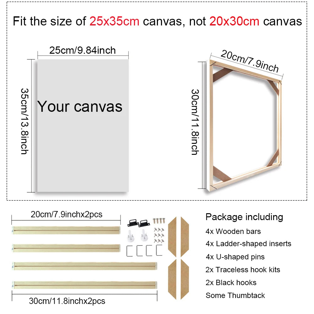 cadre mural bois moderne minimaliste 35cm 45cm 40cm 50cm clips adhésifs finition lisse