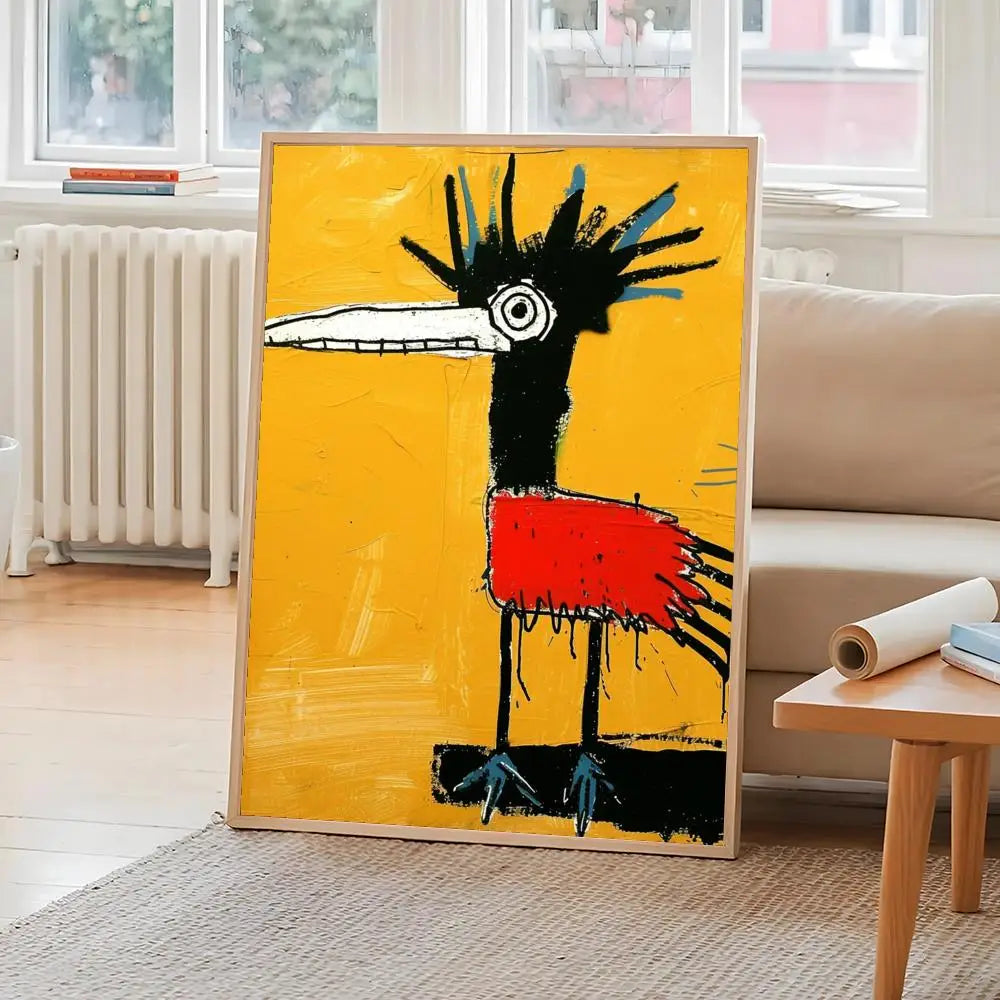 affiche art moderne pop dessin animé abstraite couleur noir jaune rouge self adhesive chambre