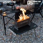 tapis sol résistant feu barbecue plein air isolant double face hexagonal noir métalliques