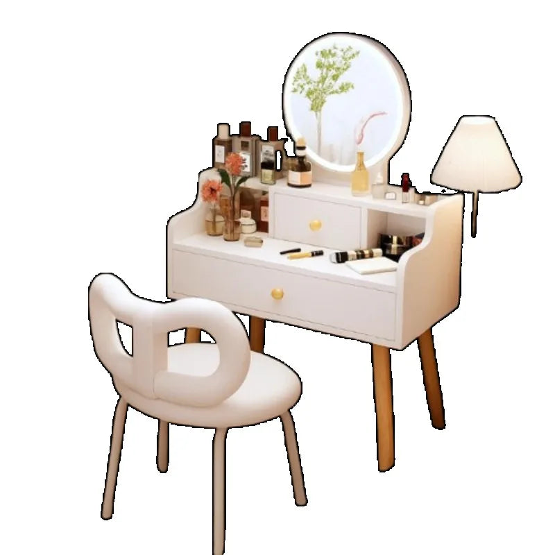 maquillage blanc moderne tiroirs chaise miroir lampe cosmétiques