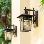 lampe murale extérieure noire verre translucide classique ip65 ac110 240v interrupteur mural fluxlumineux249 2000
