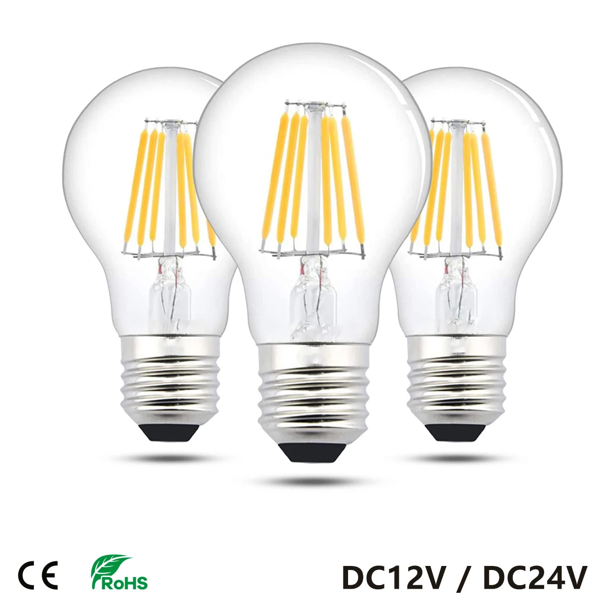 ampoules led filament doré transparentes modernes 12v 24v 6w 2700k 4500k e27 e26